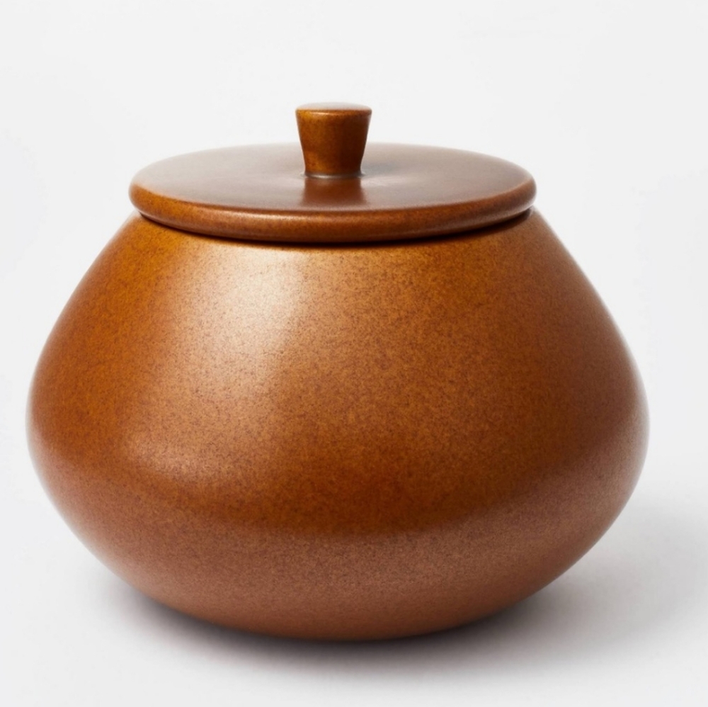 STUDIO MCGEE NWT ceramic canister with lid -brown